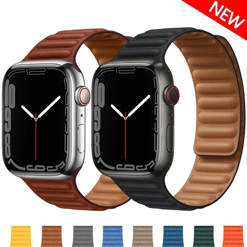

Strap For apple watch band Leather link loop 44mm 40mm iWatch series 7 6 SE 5 4 3 2 1 watchbands bracelet 42mm 38mm Wristbands