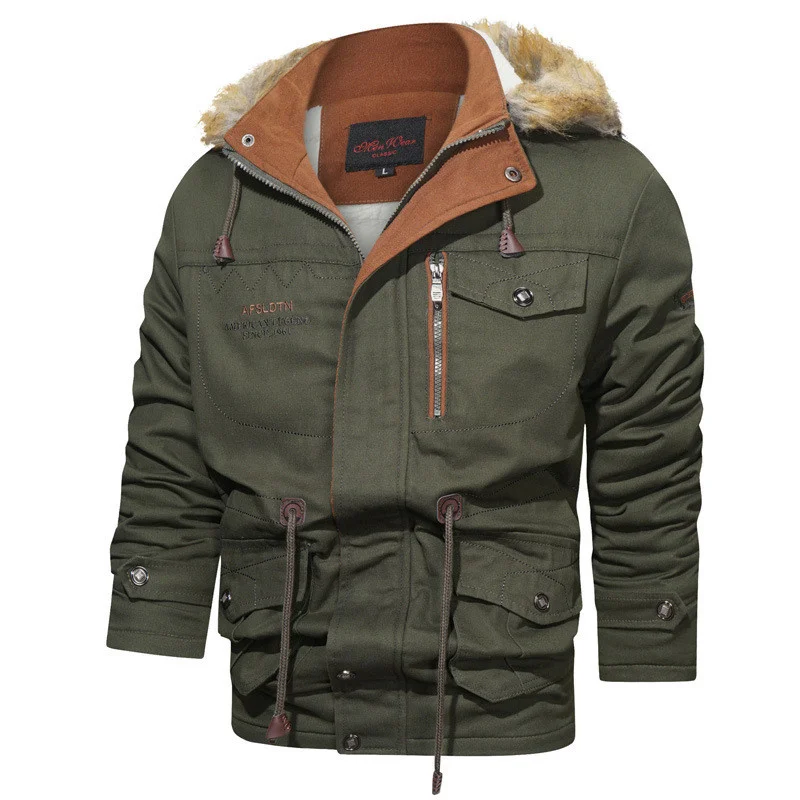 Mens Winter Warm Cargo Jackets And Coats Fleece Lined Thick Thermal Parkas Overcoat Workwear Outerwear With Removable Fur Hood
Mens Winter Warm Cargo Jackets And Coats Fleece Lined Thick Thermal Parkas Overcoat Workwear Outerwear With Removable Fur Hood