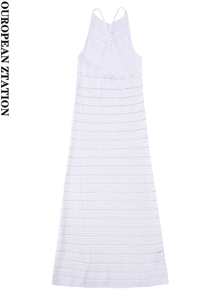 

Модное женское трикотажное платье-миди PAILETE 2023, сексуальные женские платья на тонких бретелях с открытой спиной, vestidos mujer