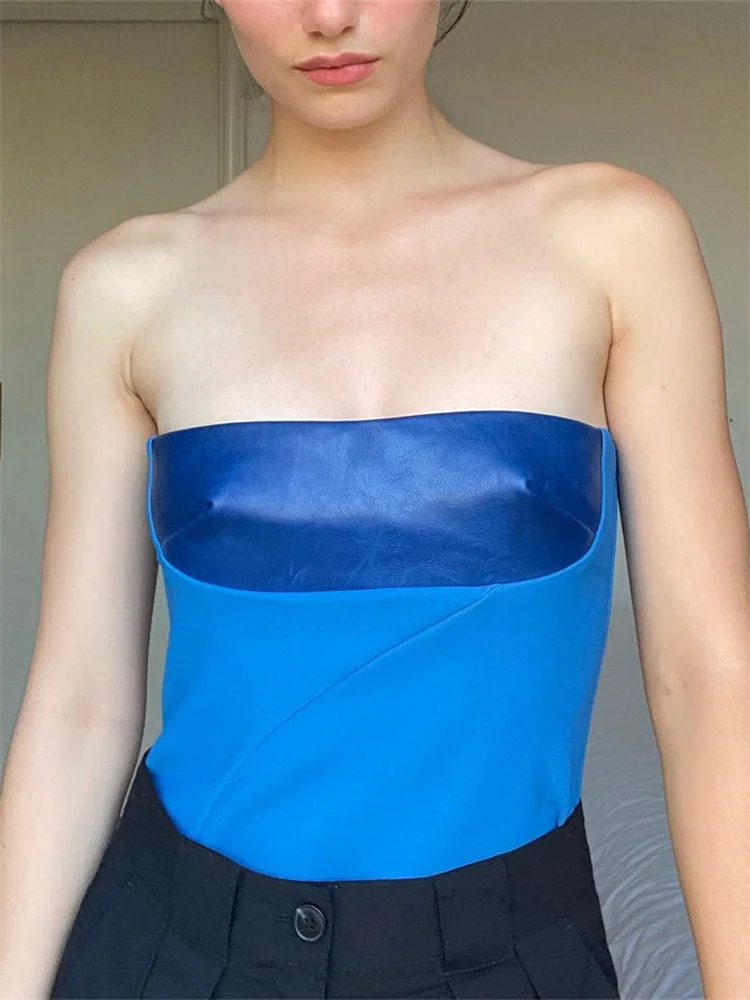 Топ-труба hirigin из искусственной кожи в стиле пэчворк, укороченная летняя Клубная одежда 2022, пикантный женский облегающий жилет без бретелек ... 
Топ-труба hirigin из искусственной кожи в стиле пэчворк, укороченная летняя Клубная одежда 2022, пикантный женский облегающий жилет без бретелек ...