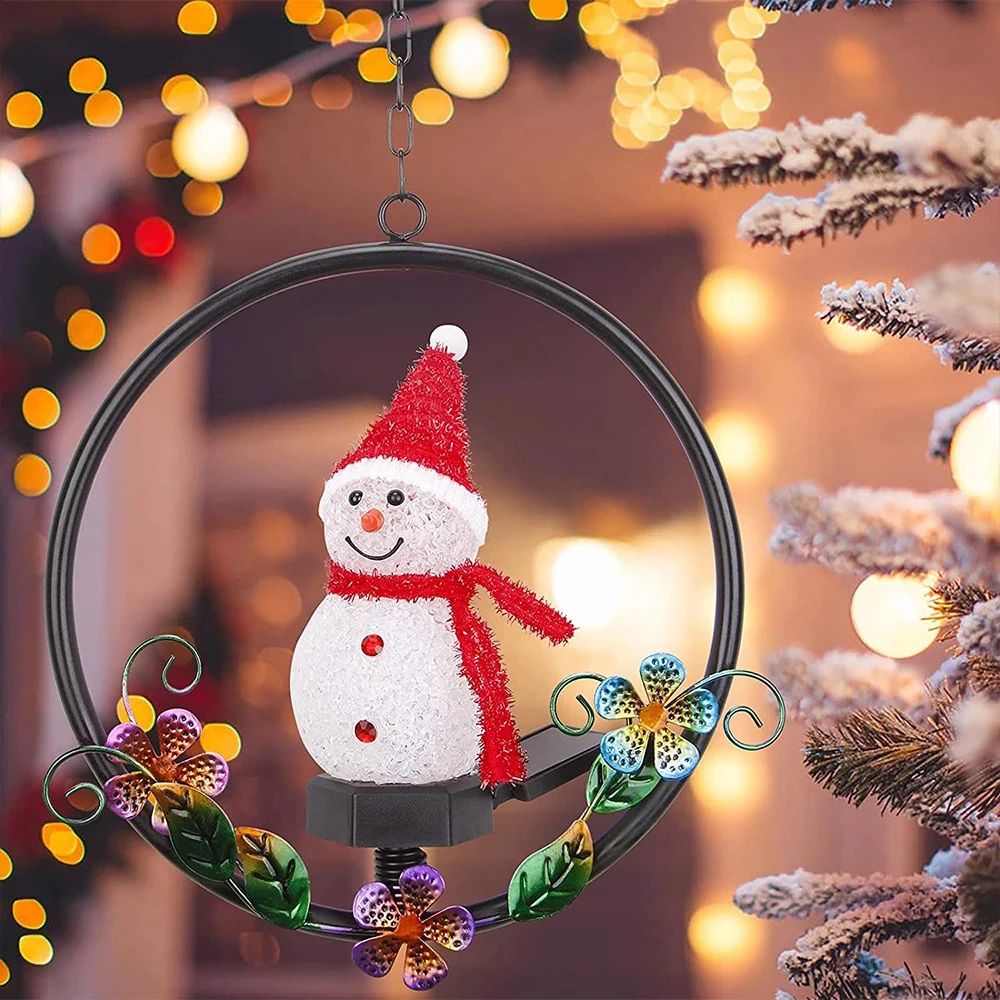 

Snowman Decorative Wind Chime Light Solar Powered Hanging for Christmas Outdoor Luminous Snowman Shape Ornament XHC88