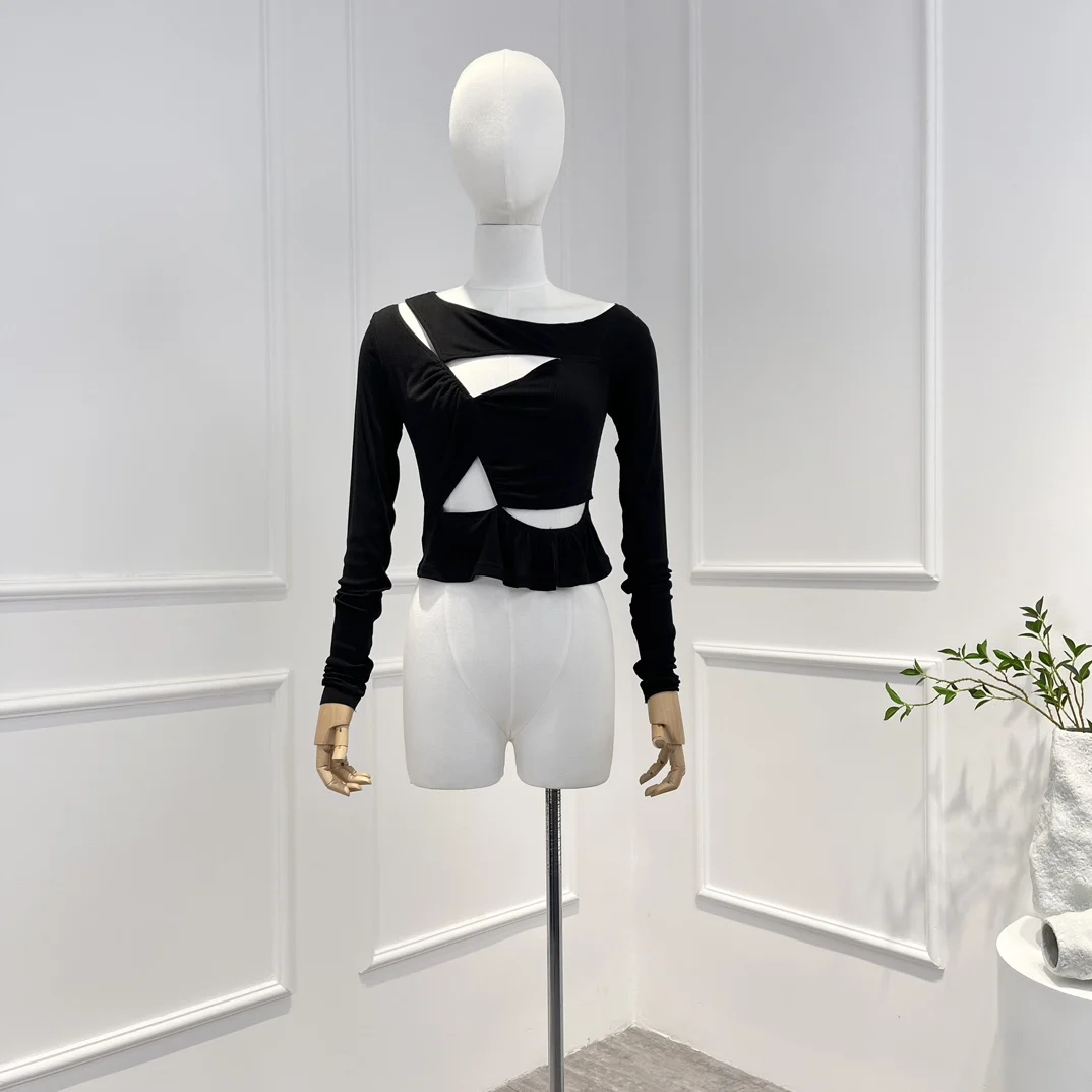 High Street Style 2023 Spring New Top Qaulity Cut Out Long Sleeve Stretchable Knit Bodycon Blouse Women
High Street Style 2023 Spring New Top Qaulity Cut Out Long Sleeve Stretchable Knit Bodycon Blouse Women