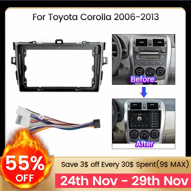9 Inch 2Din Car Dashboard Frame for Toyota Corolla 2006-2013 DVD Frame Radio Panel Frame Navigation Panel
9 Inch 2Din Car Dashboard Frame for Toyota Corolla 2006-2013 DVD Frame Radio Panel Frame Navigation Panel