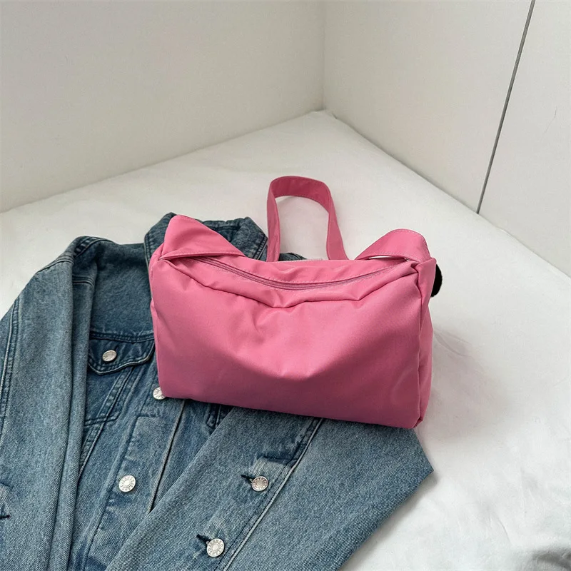 

Женская сумка на плечо в стиле Харадзюку, Повседневная модная однотонная дамская сумочка на молнии, из ткани Оксфорд, Подарочный кошелек для мелочи