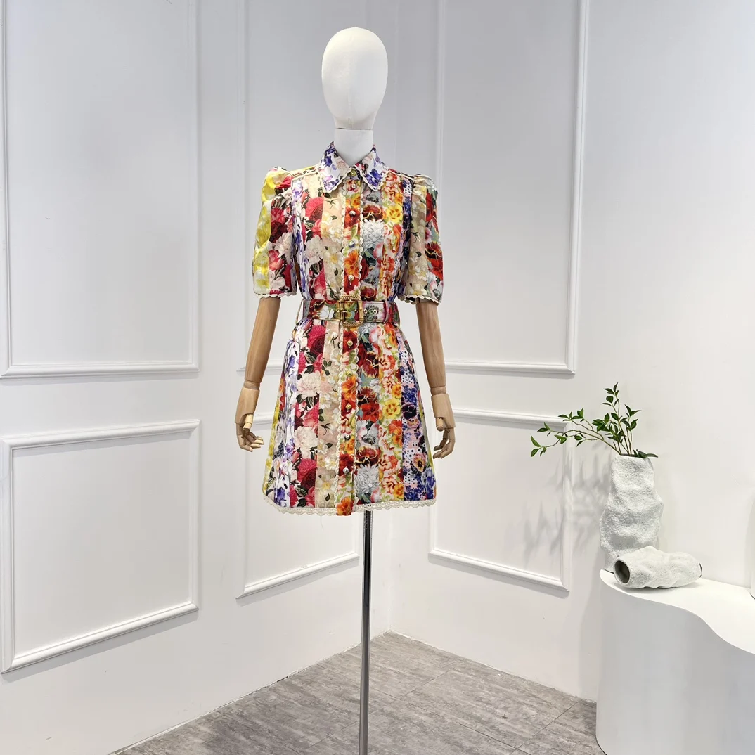 Top Quality New Spring Summer 2023 Top Quality Linen Silk Floral Printing Spliced Mini Dresses with Belt for Women
Top Quality New Spring Summer 2023 Top Quality Linen Silk Floral Printing Spliced Mini Dresses with Belt for Women