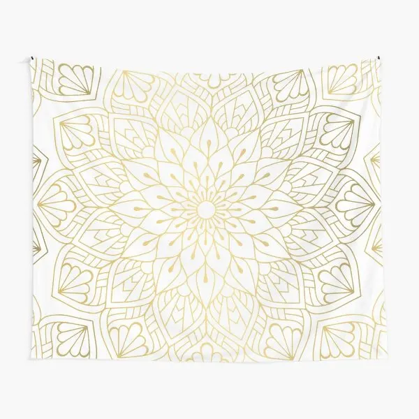 

The Golden Mandala Illustration Pattern Tapestry Colored Beautiful Decor Blanket Bedroom Mat Hanging Home Art Wall Travel Room