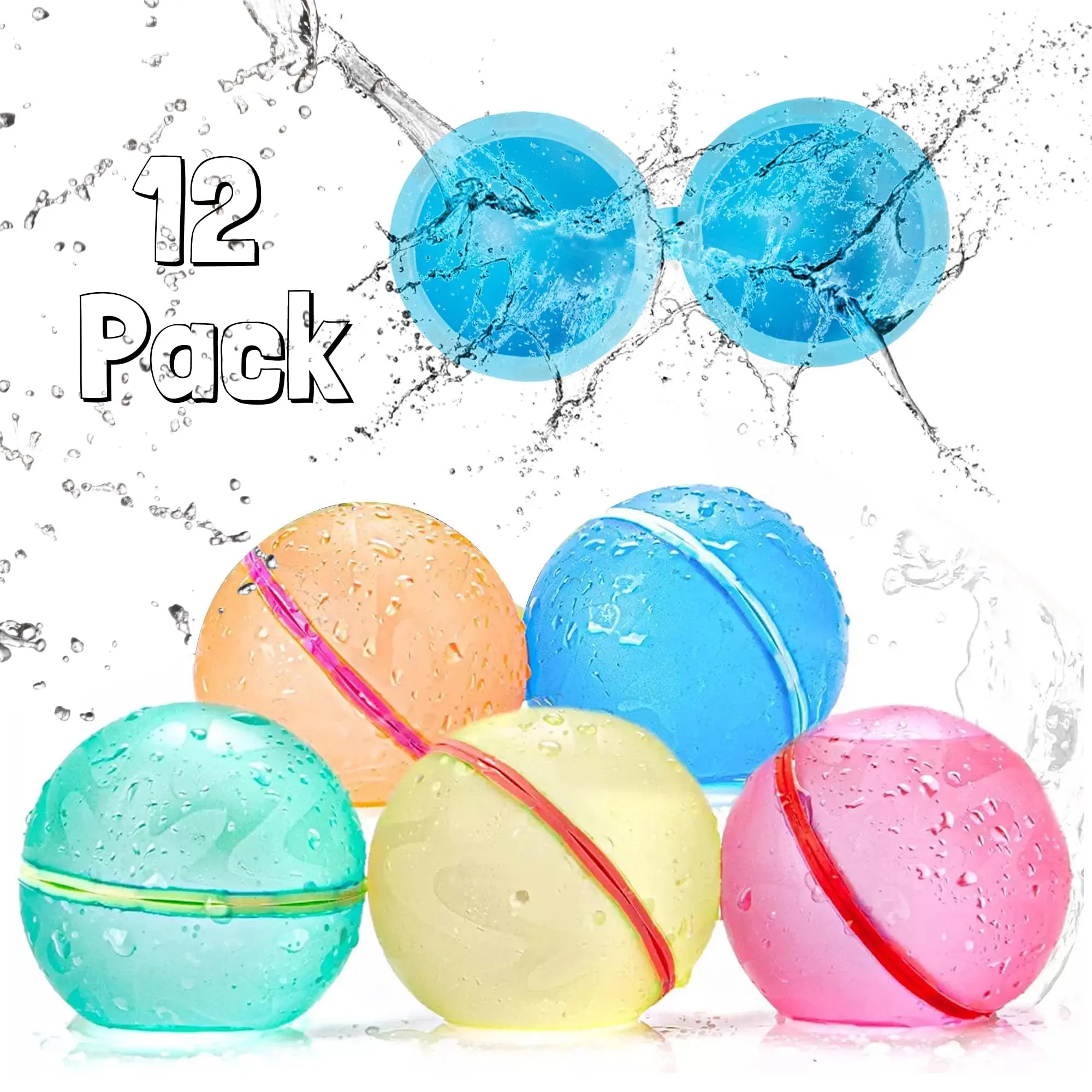 12 PCS Reusable Water Balloons,Soft Silicone Water Balloons Self Sealing Quick Fill Summer Games for Kids Outside,Summer Fun
12 PCS Reusable Water Balloons,Soft Silicone Water Balloons Self Sealing Quick Fill Summer Games for Kids Outside,Summer Fun
