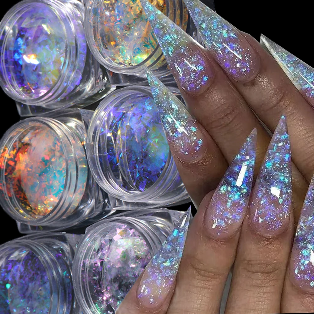 6Pcs/set Iridescent Sequins Nail Glitter Set 0.2g*6jar Aurora Opal Flakes Nail Powder 1*SetMermaid Holographic Ice Aurora Powder
6Pcs/set Iridescent Sequins Nail Glitter Set 0.2g*6jar Aurora Opal Flakes Nail Powder 1*SetMermaid Holographic Ice Aurora Powder