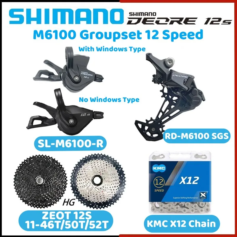 SHIMANO Deore M6100 12V Derailleurs Set KMC X12 Bicycle Chain ZEOT 46/50/52T Cassette 12 Speed MTB Groupset Kit For Shimano
SHIMANO Deore M6100 12V Derailleurs Set KMC X12 Bicycle Chain ZEOT 46/50/52T Cassette 12 Speed MTB Groupset Kit For Shimano