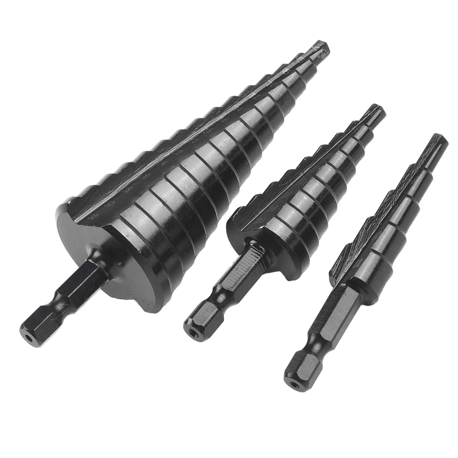 3pcs/set HSS Straight Groove Step Drill Bit Nitrogen Coated 4-12mm 4-20mm 4-32mm Hole Opener Wood Metal Drilling Power Tools Set
3pcs/set HSS Straight Groove Step Drill Bit Nitrogen Coated 4-12mm 4-20mm 4-32mm Hole Opener Wood Metal Drilling Power Tools Set
