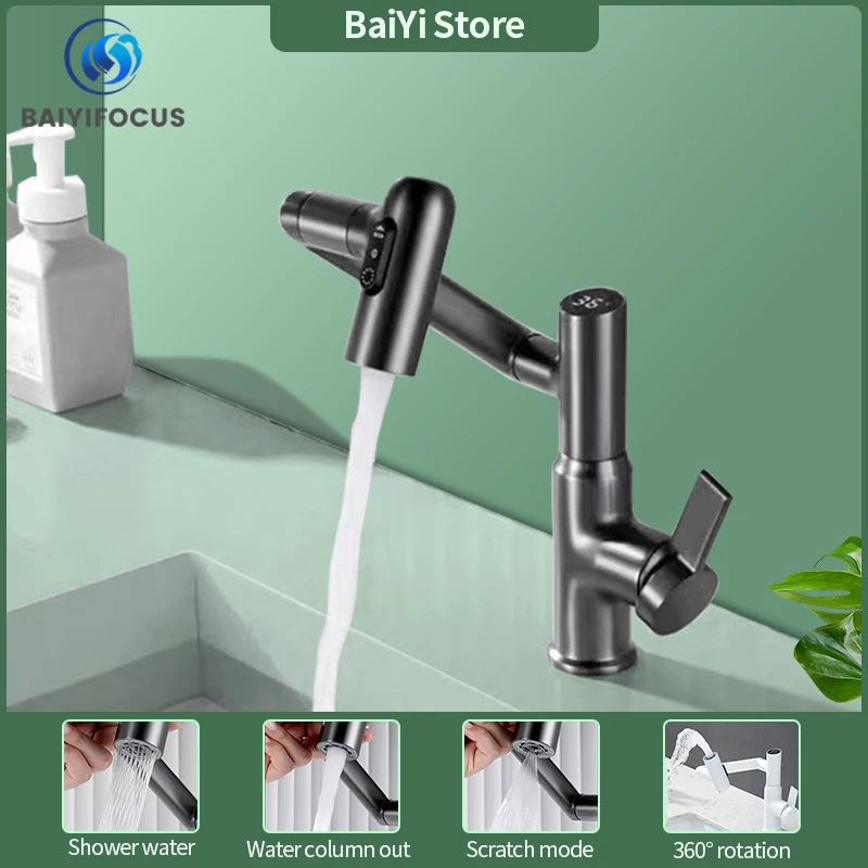Bathroom Gun Gray White Digital Display Hot and Cold Basin Faucet Mechanical Lifting and Rotating Shampoo and Mouthwash
Bathroom Gun Gray White Digital Display Hot and Cold Basin Faucet Mechanical Lifting and Rotating Shampoo and Mouthwash