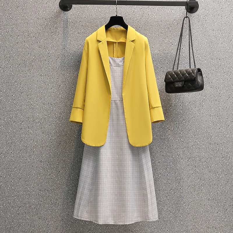 Spaghetti Strap Blazer Dresses Sets Women 4XL Chic Fashion Elegant Office Lady Outfits 2 Piece Korean Fall Basic Simple Female
Spaghetti Strap Blazer Dresses Sets Women 4XL Chic Fashion Elegant Office Lady Outfits 2 Piece Korean Fall Basic Simple Female