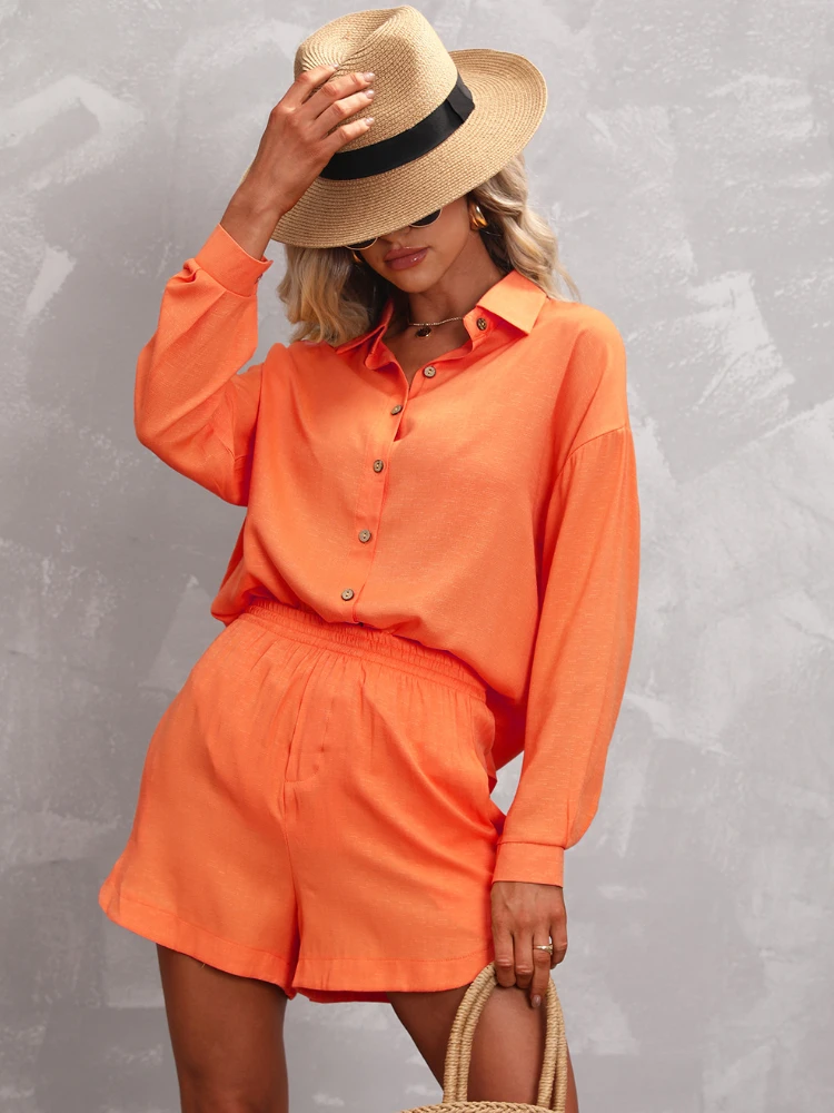2022 New Summer Leisure Suit Women's Long Sleeve Shirt Shorts 2-piece Fashion Temperament Street Women's Dress Two Piece Set
2022 New Summer Leisure Suit Women's Long Sleeve Shirt Shorts 2-piece Fashion Temperament Street Women's Dress Two Piece Set