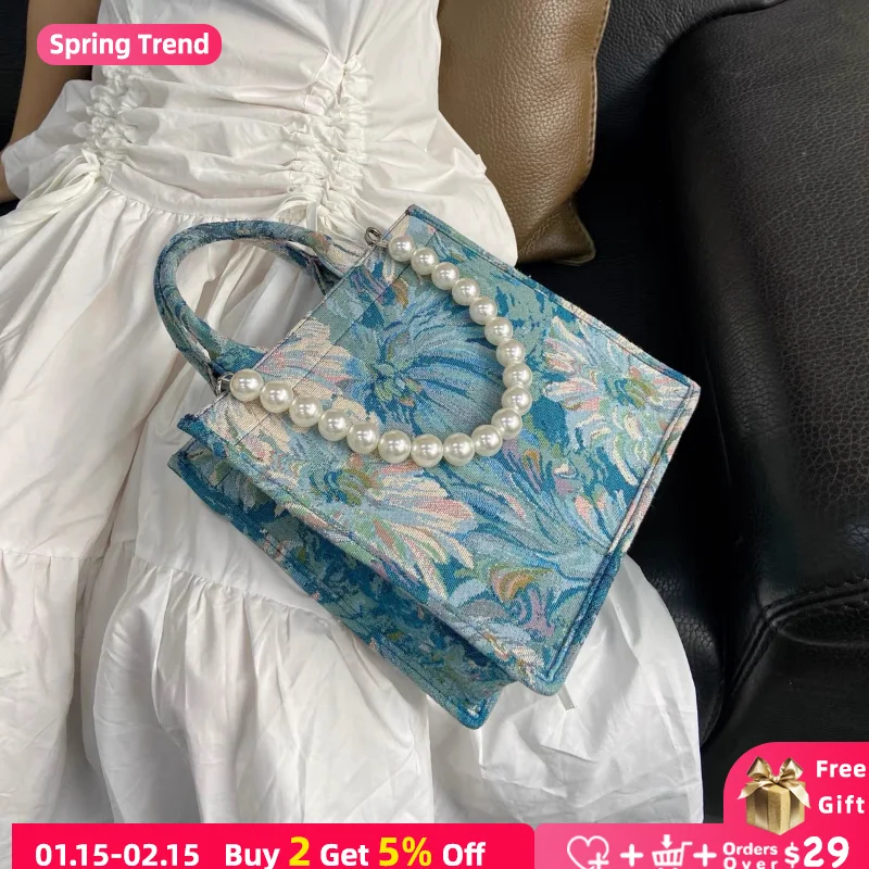 Fashion Women Top Handle Shoulder Bag Retro Pearl Chain Ladies Casual Tote Bag Large Capacity Female Flower Purse Handbags Bolso
Fashion Women Top Handle Shoulder Bag Retro Pearl Chain Ladies Casual Tote Bag Large Capacity Female Flower Purse Handbags Bolso
