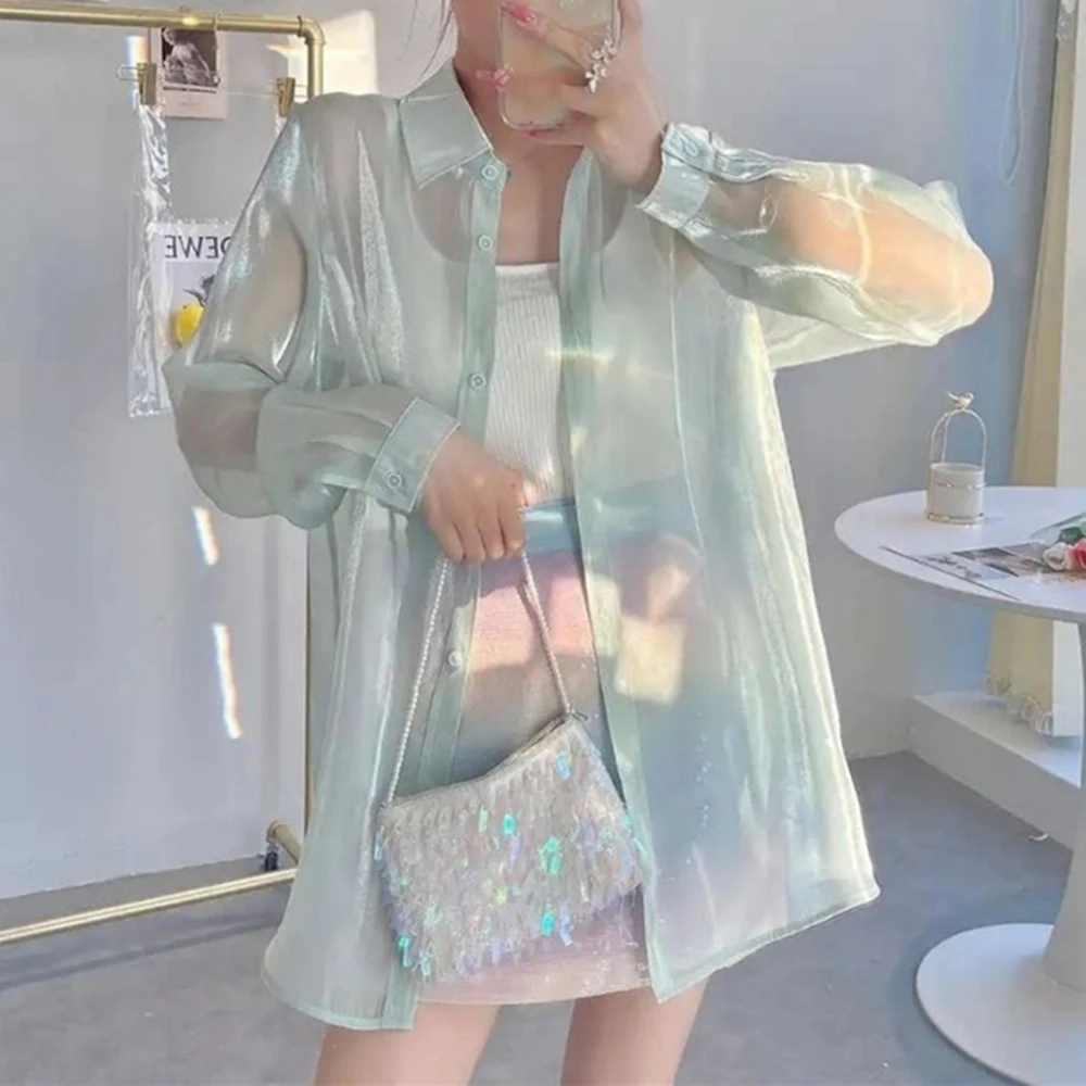 Shirts Women Stylish Harajuju Colorful Chic Summer Basic Sun-proof Soft Ladies Outerwear Popular Korean Female Tops Clothing New
Shirts Women Stylish Harajuju Colorful Chic Summer Basic Sun-proof Soft Ladies Outerwear Popular Korean Female Tops Clothing New