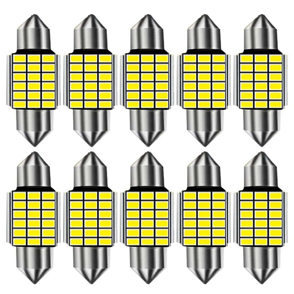 

10 PCS C5W LED Bulb Canbus No Error Festoon 31mm 36mm 39mm 41mm 12V 3014 SMD 6000K White Car Interior Reading Light Trunk Lamps