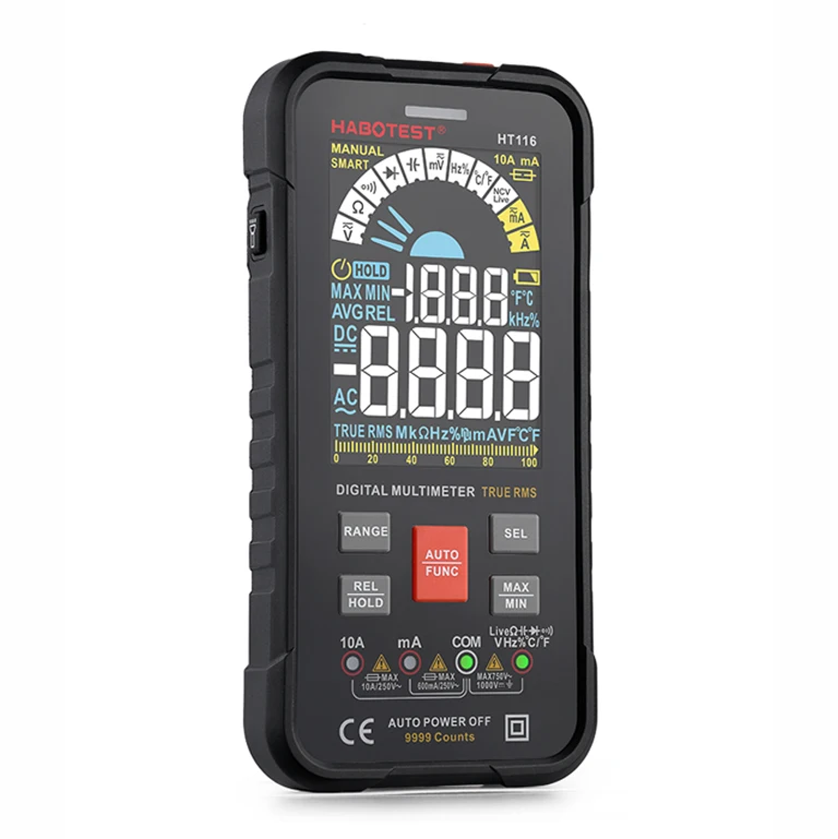 Smart Multimeter Digital Professional Automotive Tester NCV 1000V AC DC Hz Ohm Capacitance Temperature Tester HT116 HABOTEST
Smart Multimeter Digital Professional Automotive Tester NCV 1000V AC DC Hz Ohm Capacitance Temperature Tester HT116 HABOTEST