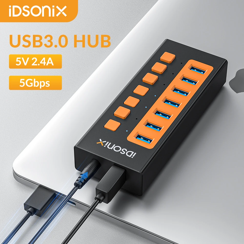 iDsonix USB 3.0 HUB with Powered Adapter Multiport USB Splitter Charging Docking Station Individual ON/OFF HUB for PC Laptop Mac
iDsonix USB 3.0 HUB with Powered Adapter Multiport USB Splitter Charging Docking Station Individual ON/OFF HUB for PC Laptop Mac