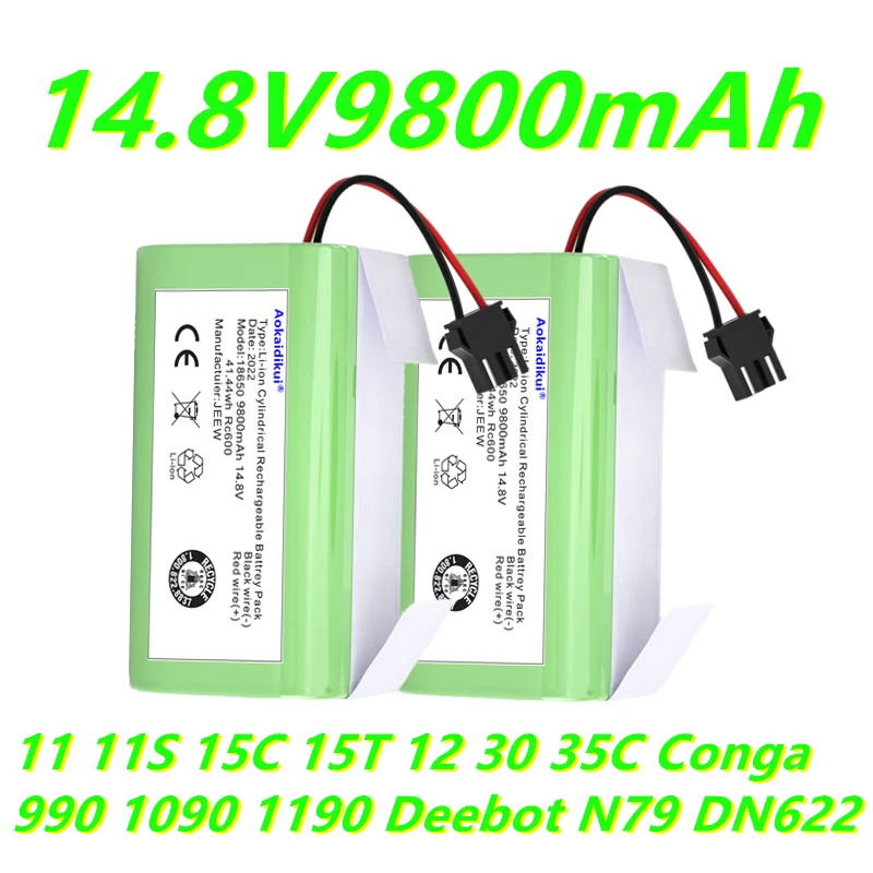 14.8V 9800Ah Li-ion Battery Compatible with Eufy RoboVac 11 11S 15C 15T 12 30 35C Conga 990 1090 1190 Deebot N79 DN622
14.8V 9800Ah Li-ion Battery Compatible with Eufy RoboVac 11 11S 15C 15T 12 30 35C Conga 990 1090 1190 Deebot N79 DN622