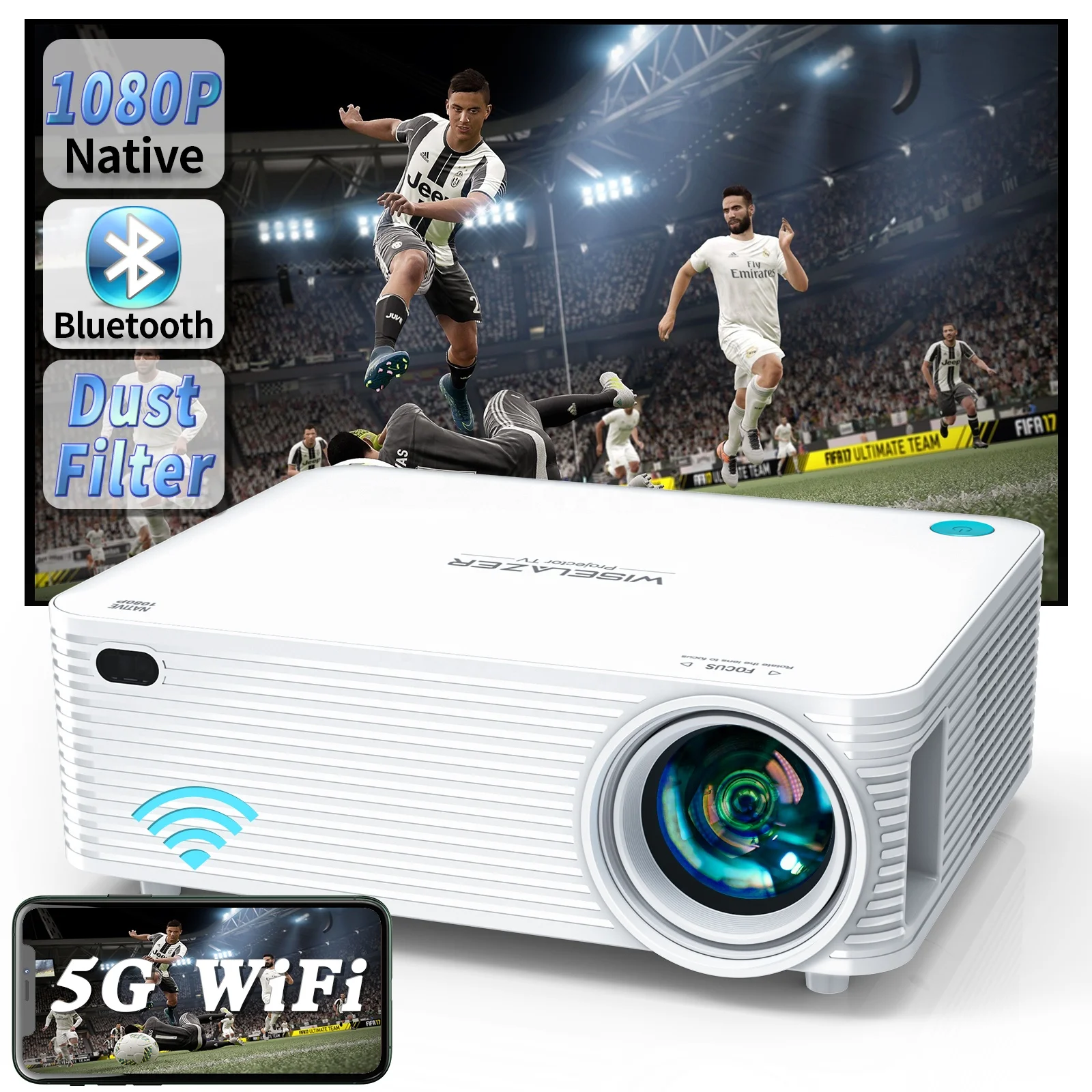 A30 Full HD 1080P Smart Android WIFI Wireless Home Theater LED 3D LCD Video Mobile 4K Cinema Portable Mini Projector
A30 Full HD 1080P Smart Android WIFI Wireless Home Theater LED 3D LCD Video Mobile 4K Cinema Portable Mini Projector