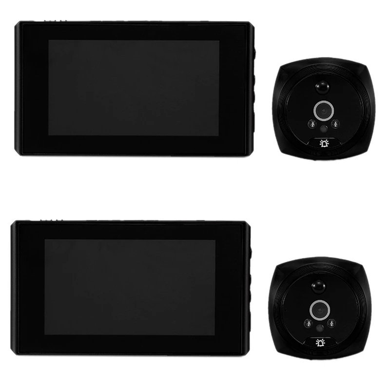 

2Pcs 4.3 Inch LCD Screen Digital Doorbell 160° Door Eye Electronic Peephole Door Camera Viewer Outdoor Door Bell Black