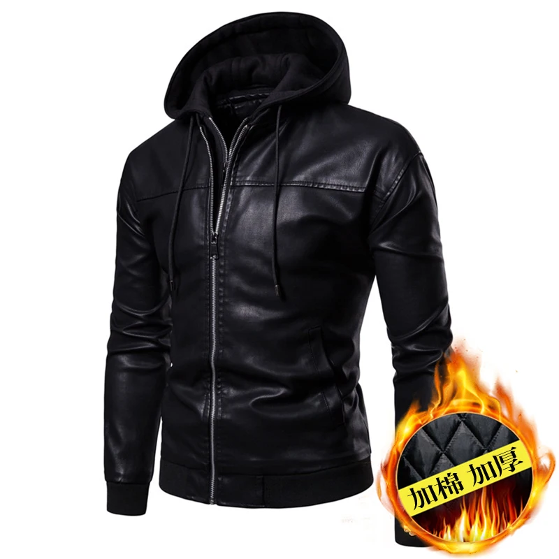 Thick leather jacket men's hooded casual fake two-piece warm faux leather jacket fashion casual men's premium PU coat
Thick leather jacket men's hooded casual fake two-piece warm faux leather jacket fashion casual men's premium PU coat