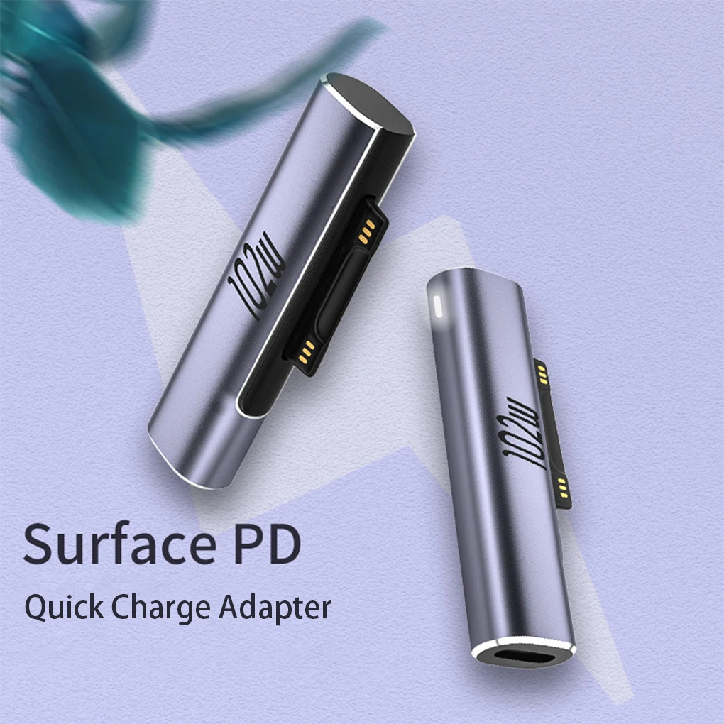 102W Type-c Adapter Conversion Connector 15V 6.8A PD Quick Charging Converter Replacement for Microsoft Surface
102W Type-c Adapter Conversion Connector 15V 6.8A PD Quick Charging Converter Replacement for Microsoft Surface