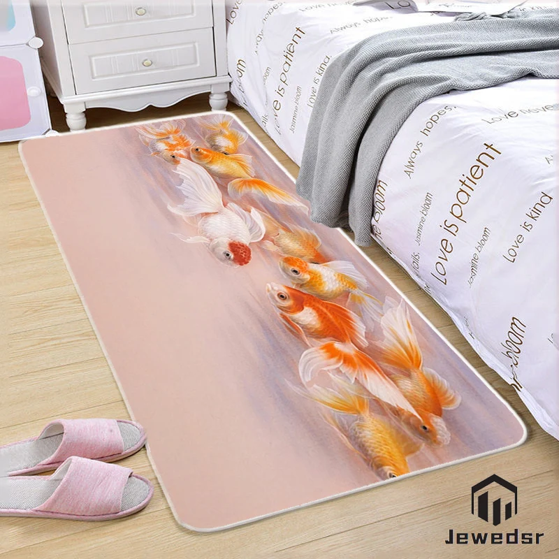 Auspicious koi painting bedroom kitchen bathroom hallway floor mat living room door inside and outside entrance non-slip mat 
Auspicious koi painting bedroom kitchen bathroom hallway floor mat living room door inside and outside entrance non-slip mat