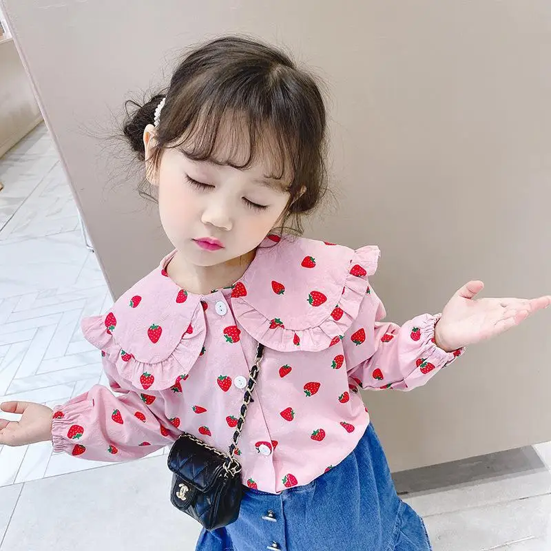 2022 Spring New Girl Doll Collar Long-sleeved Princess Shirt Kids Korean Version Fashion Strawberry Shirt Boutique Clothing
2022 Spring New Girl Doll Collar Long-sleeved Princess Shirt Kids Korean Version Fashion Strawberry Shirt Boutique Clothing