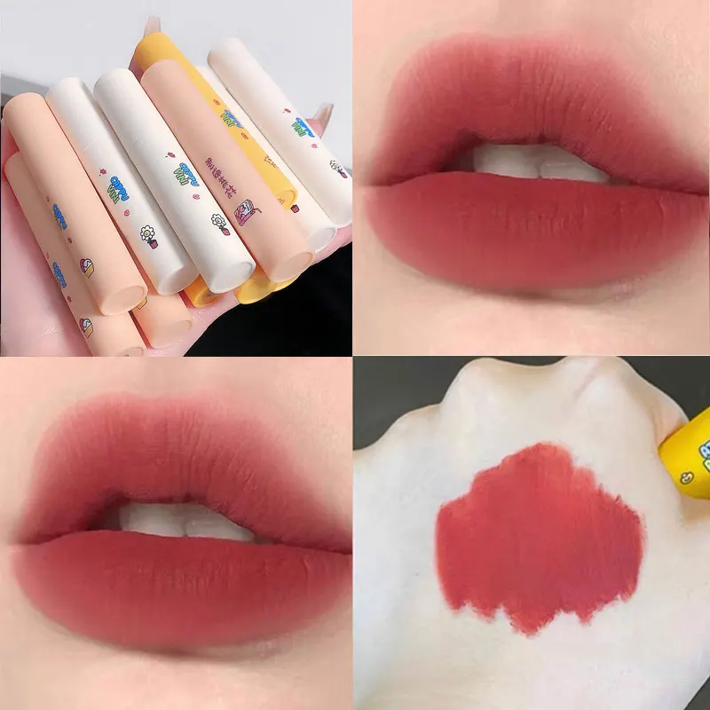 

6 Color Velvet Matte Nude Lip Gloss Glaze Waterproof Long-lasting Moisturizing Lip Mud Red Cheek Rouge Tint for Girls Cosmetics