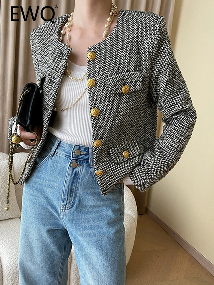 EWQ French Style Tweed Short Jackets For Women Round Neck Long Sleeve Elegant Female Coat Fashion 2023 Autumn New 26D5002
EWQ French Style Tweed Short Jackets For Women Round Neck Long Sleeve Elegant Female Coat Fashion 2023 Autumn New 26D5002