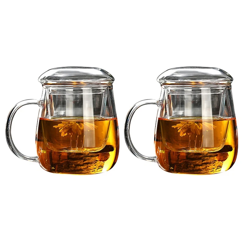 

2X 380 мл чайная кружка с фильтром крышки, кофейные чашки, чайный набор, кружки, пивные напитки, Офисная кружка, посуда для напитков, стеклянная чашка в китайском стиле