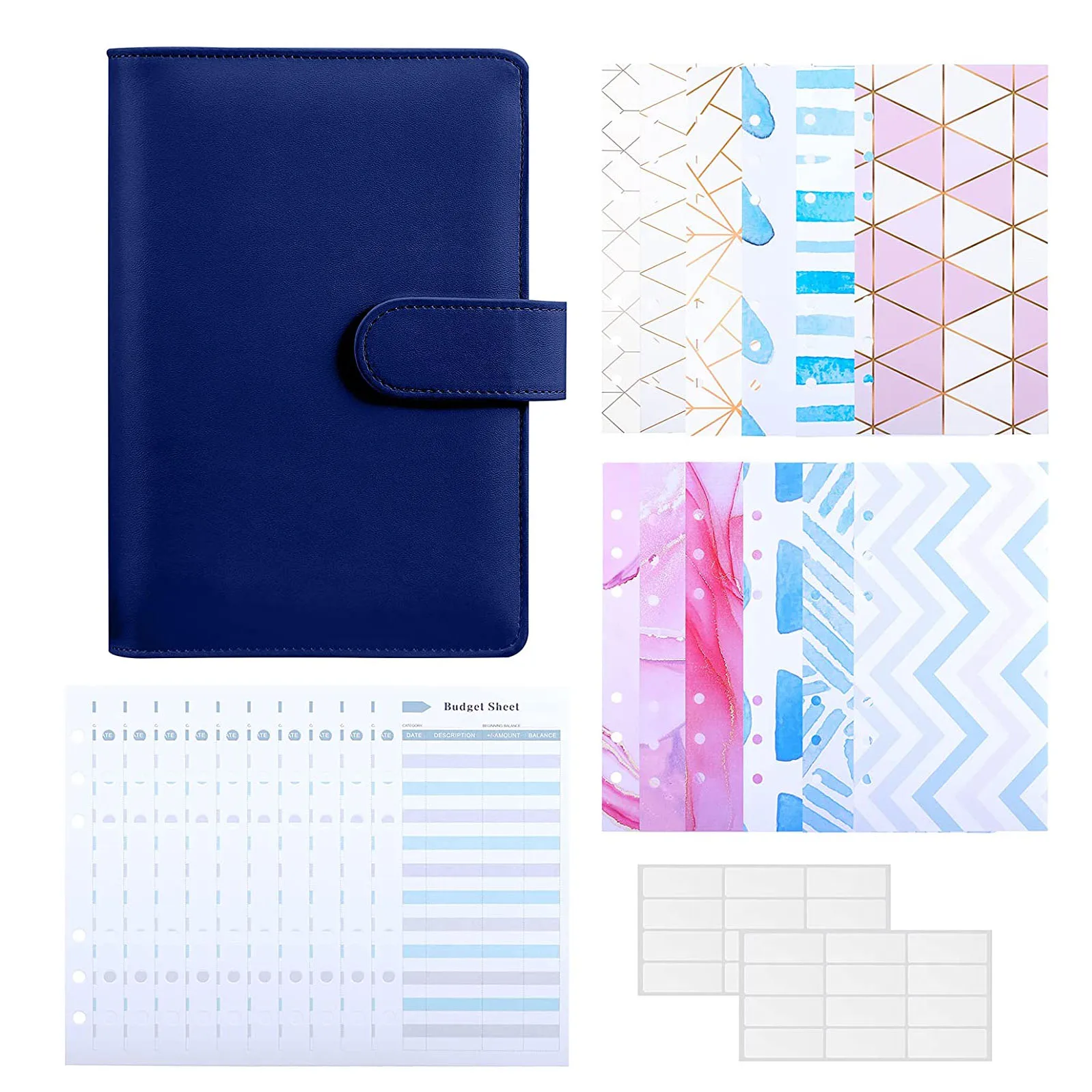 A6 PU Leather Budget Binder Cash Envelopes Planner Organizer System with Expense Budget Sheets,Sticker Labels,for Money Saving
A6 PU Leather Budget Binder Cash Envelopes Planner Organizer System with Expense Budget Sheets,Sticker Labels,for Money Saving