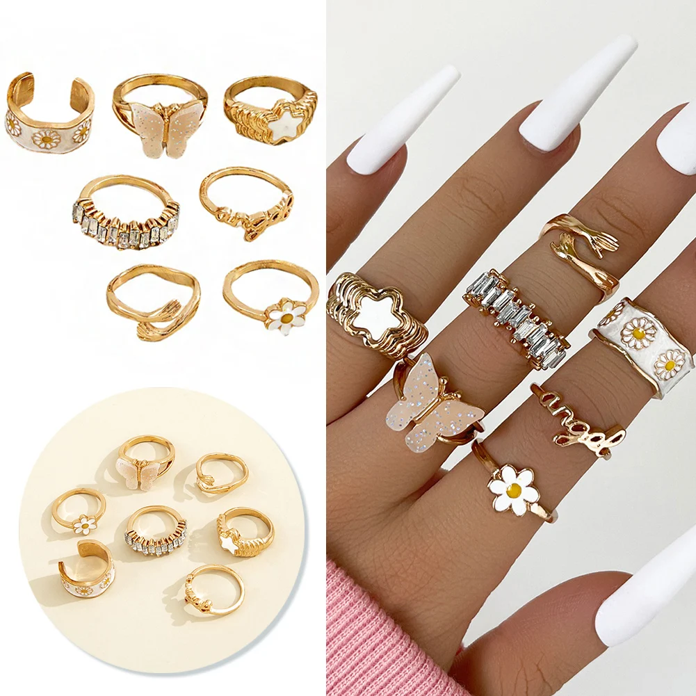 1/7Pcs Vintage Gold Color Heart Rings Set for Women Fashion Multicolor Butterfly Flower Love Heart Ring Wholesale Jewelry Girls
1/7Pcs Vintage Gold Color Heart Rings Set for Women Fashion Multicolor Butterfly Flower Love Heart Ring Wholesale Jewelry Girls