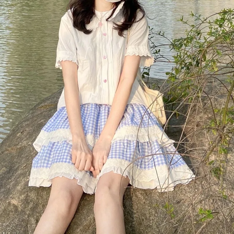 Plaid Cake Skirt Women Summer Lace Trim High Waist A-line Mini Skirt Harajuku Kawaii Clothes
Plaid Cake Skirt Women Summer Lace Trim High Waist A-line Mini Skirt Harajuku Kawaii Clothes