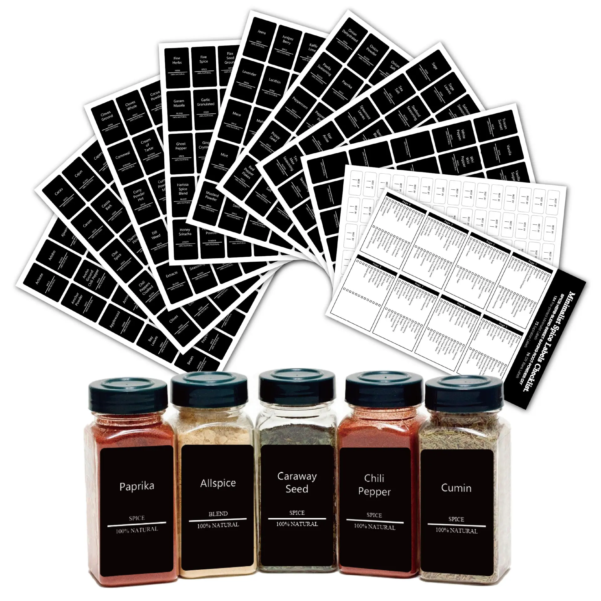 Kitchen Spice Label Stickers Black Spice Jar Labels Waterproof and Oil Resistant Seasoning Jars Glass Bottle Sticker Decoration
Kitchen Spice Label Stickers Black Spice Jar Labels Waterproof and Oil Resistant Seasoning Jars Glass Bottle Sticker Decoration