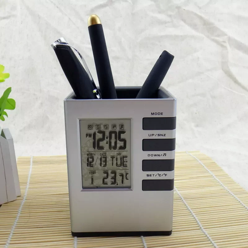 Multi Function Pen Pot LED Digital Alarm Clock Office Electronic Desk Clock With Calendar Thermometer School Supplies FC
Multi Function Pen Pot LED Digital Alarm Clock Office Electronic Desk Clock With Calendar Thermometer School Supplies FC