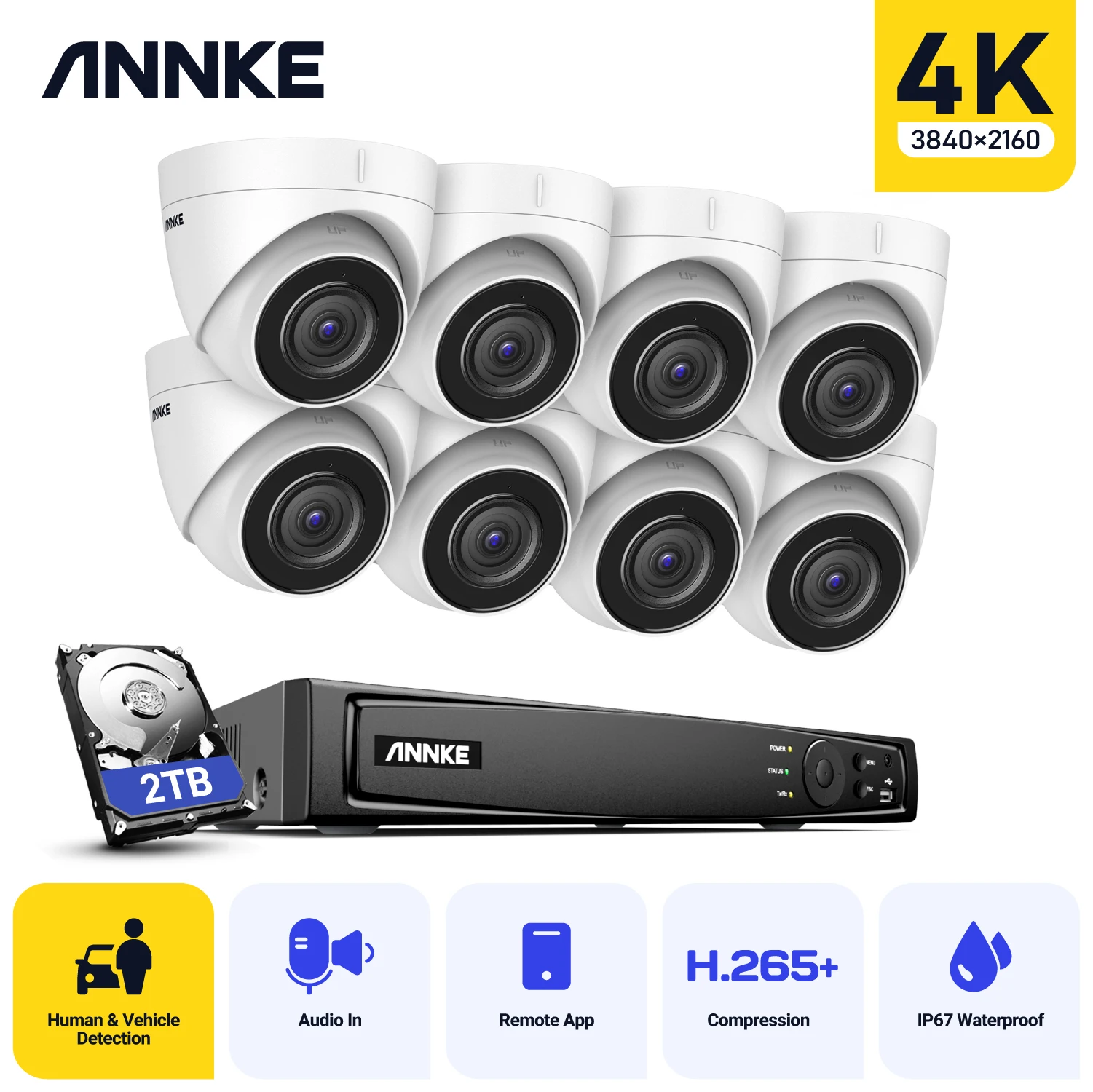 ANNKE 8CH NVR Recorder 4K Ultra HD POE Video Surveillance System 4K Ip camera With 8MP Security Cameras CCTV Kit Audio Recording
ANNKE 8CH NVR Recorder 4K Ultra HD POE Video Surveillance System 4K Ip camera With 8MP Security Cameras CCTV Kit Audio Recording