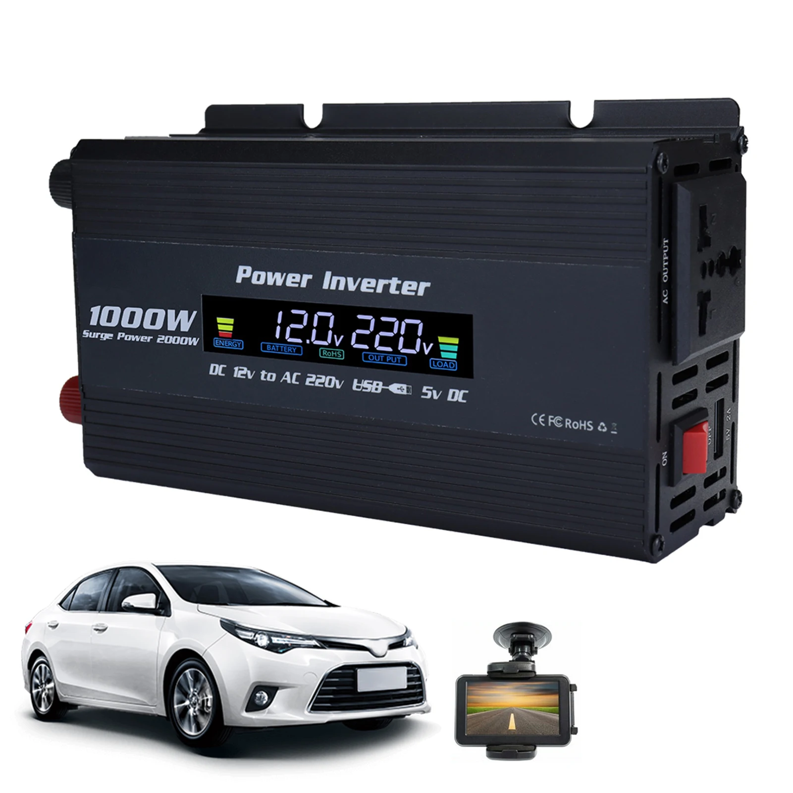 1000W/2000W Car Power Inverter Charger DC12V to AC110-220V Portable Power Converter Splitter with LED Display Auto Accessories
1000W/2000W Car Power Inverter Charger DC12V to AC110-220V Portable Power Converter Splitter with LED Display Auto Accessories