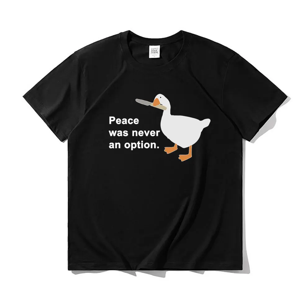 Goose Peace Was Never An Option T-shirts Spring Summer EU Size Shrink-proof Cotton Tshirt Men Women Funny Oversized Tees Tops
Goose Peace Was Never An Option T-shirts Spring Summer EU Size Shrink-proof Cotton Tshirt Men Women Funny Oversized Tees Tops