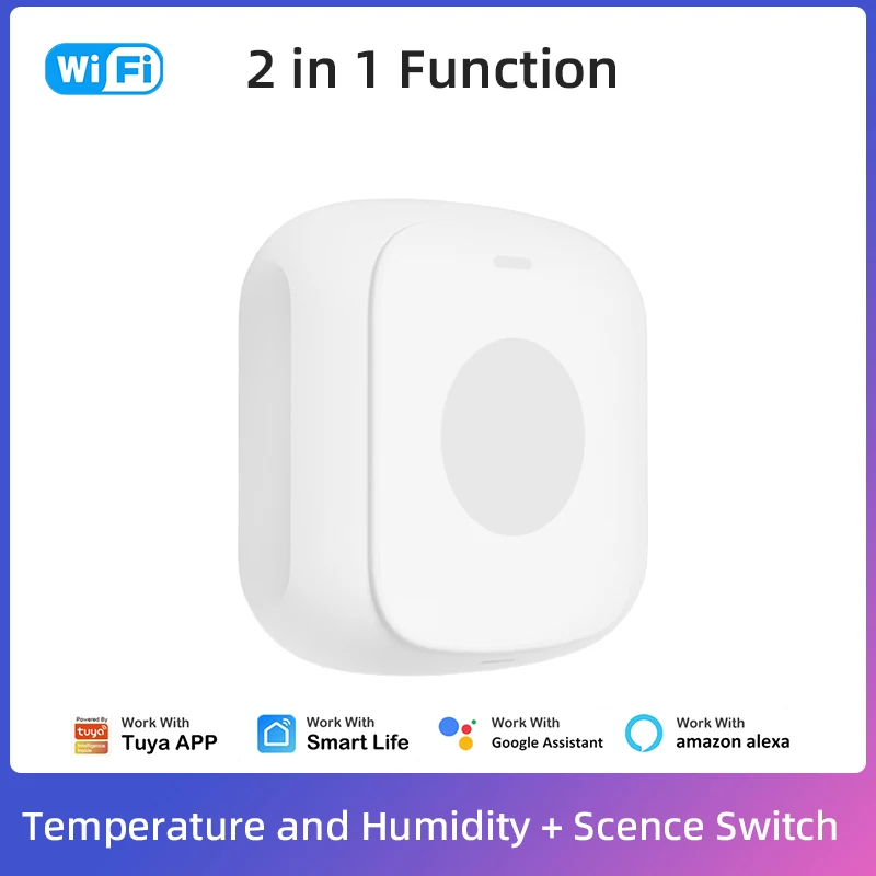 2 in 1 Tuya Wifi Temperature And Humidity Sensor Scene Switch Smart Home Hygrometer Controller Work With Alexa Google Home
2 in 1 Tuya Wifi Temperature And Humidity Sensor Scene Switch Smart Home Hygrometer Controller Work With Alexa Google Home