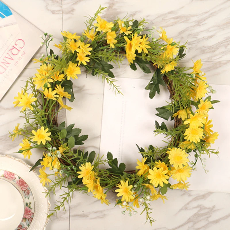 Artificial Daisy Wreath Spring Summer Garden Artificial Plant Fake Flower Decorative Pendant White Yellow Garland Home Decor
Artificial Daisy Wreath Spring Summer Garden Artificial Plant Fake Flower Decorative Pendant White Yellow Garland Home Decor