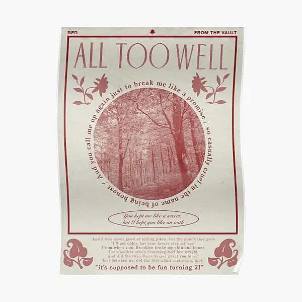 Плакат «All Too Well», Декор для дома, картина с рисунком, Настенная роспись, современное искусство, комната, винтажный декор, картина, смешная стена без рамки
Плакат «All Too Well», Декор для дома, картина с рисунком, Настенная роспись, современное искусство, комната, винтажный декор, картина, смешная стена без рамки