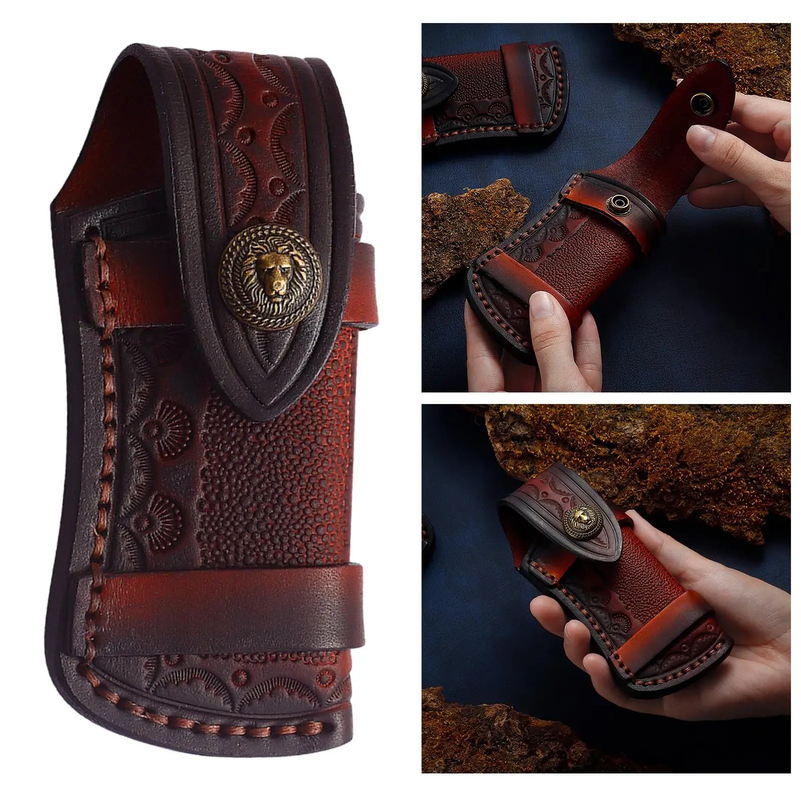 Leather Sheath for Folding Knife Portable Knife Pocket Sheath with Snap Closure for Men Women
Leather Sheath for Folding Knife Portable Knife Pocket Sheath with Snap Closure for Men Women