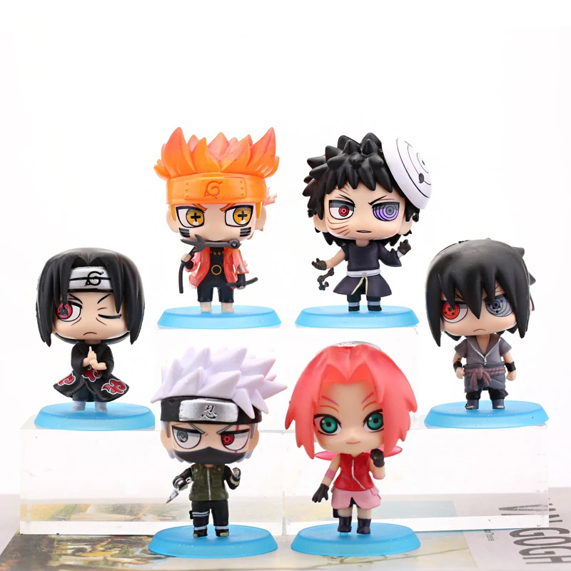 

Naruto Figure Set 6pcs Anime Uchiha Itachi Hinata Uchiha Obito Sasuke Kakashi Sakura Q Version PVC Toy Dolls Kid Gift Decoracion