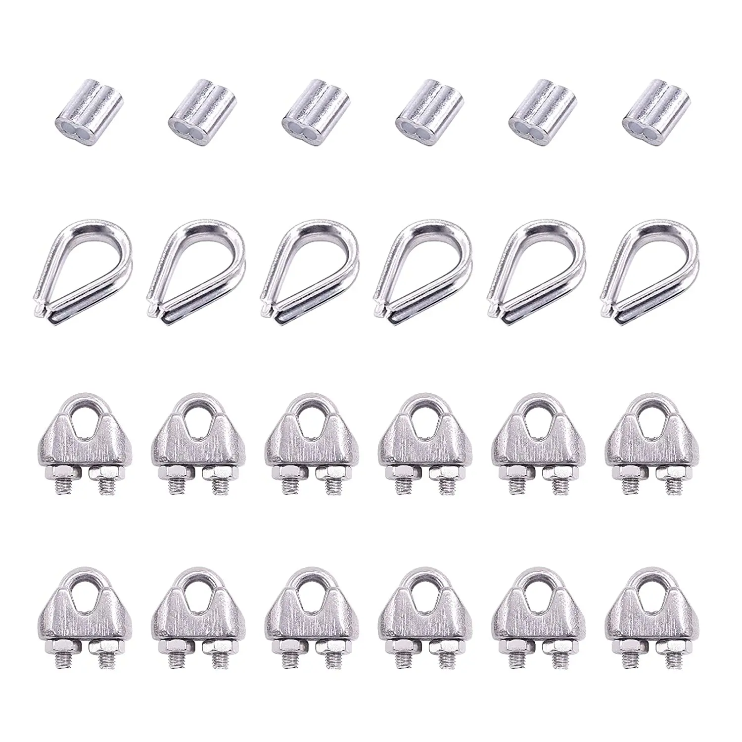 Rope Cable Loop With Thimbles Clamp Sleeve For Wire And Cable Aluminum Thimbles 24pcs Cable Rope Combo Clip Set Crimping Wire
Rope Cable Loop With Thimbles Clamp Sleeve For Wire And Cable Aluminum Thimbles 24pcs Cable Rope Combo Clip Set Crimping Wire
