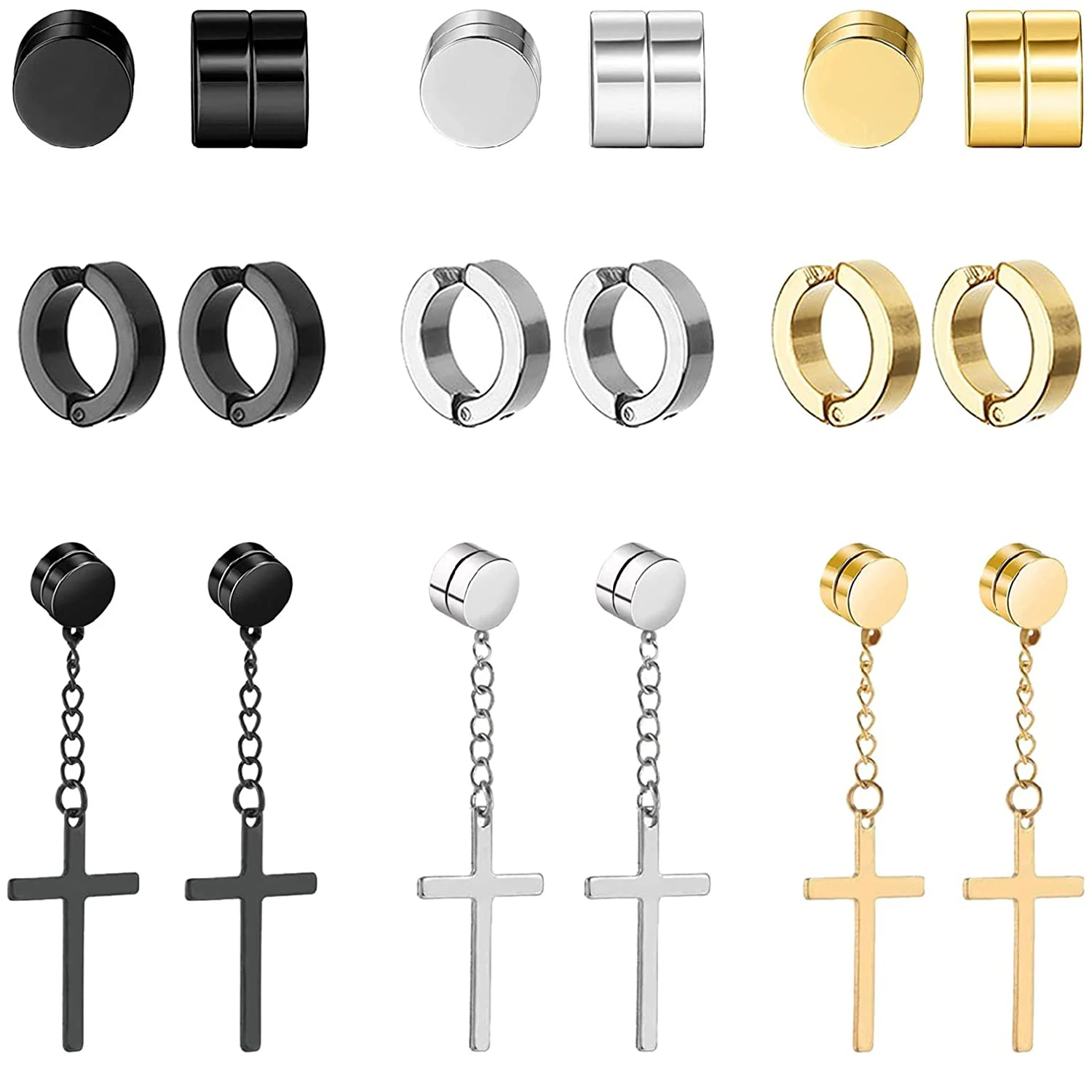 2pcs Punk Titanium Steel Men Strong Magnet Magnetic Cross Ear Clip Stud Set Non Piercing Earrings For Boyfriend Lover Jewelry
2pcs Punk Titanium Steel Men Strong Magnet Magnetic Cross Ear Clip Stud Set Non Piercing Earrings For Boyfriend Lover Jewelry