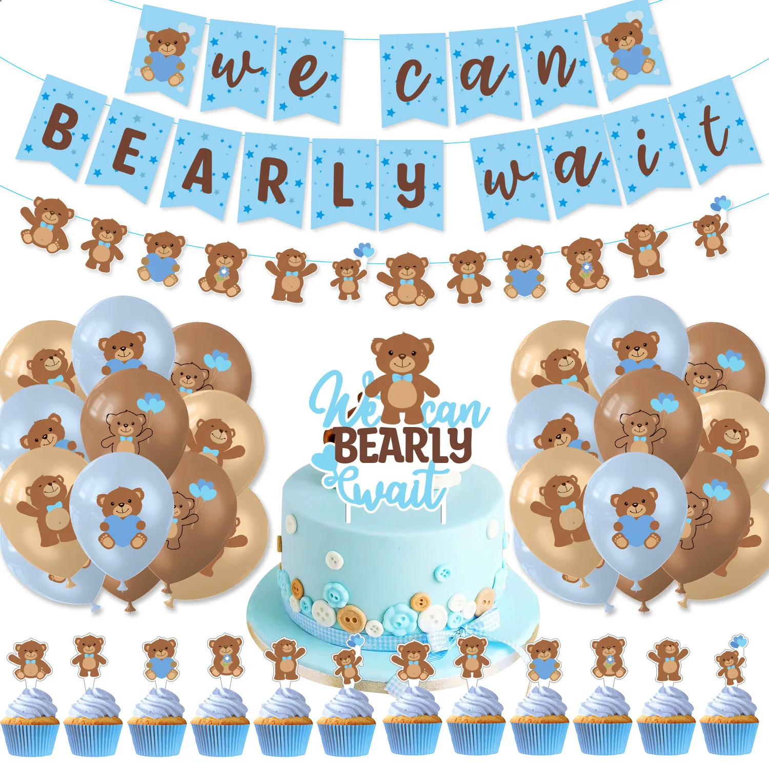 

Disney Teddy Bear Theme Birthday Party Decoration Balloons Set Banner Cake Topper Balloon Baby Shower Party Event Layout Supplie