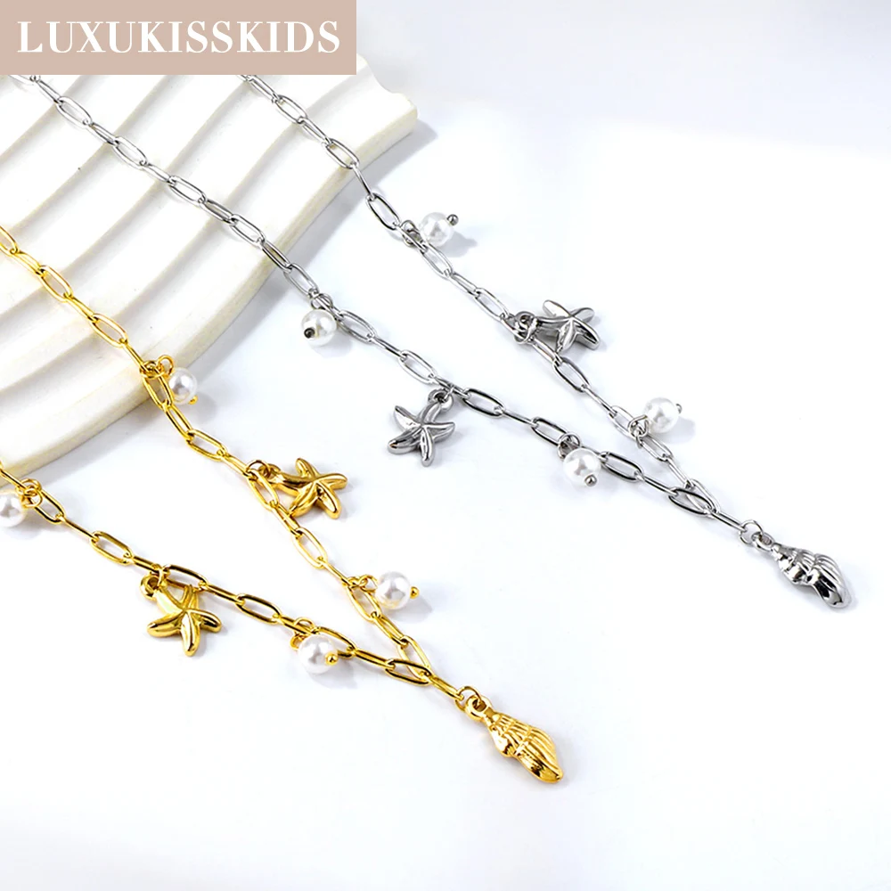 LUXUKISSKIDS Chunky Romantic Pendant Necklace Conch Starfish Decor Retro Round Coin Carving Design Beach Style Women's Jewelry
LUXUKISSKIDS Chunky Romantic Pendant Necklace Conch Starfish Decor Retro Round Coin Carving Design Beach Style Women's Jewelry