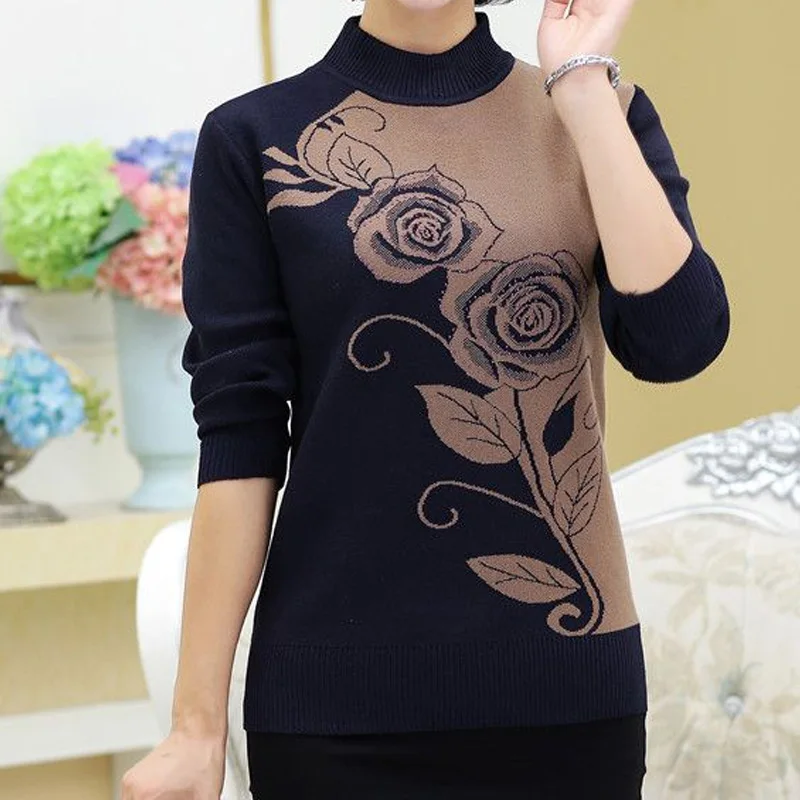 

O-neck Pullovers Long Sleeve Printing Patchwork Sweaters New Casual Slim Interior Lapping Undercoat Simplicity Women's Clothing